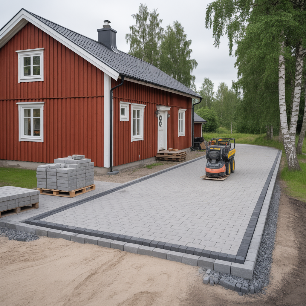 kostnad for marksten pa uppfart material arbete totalpris
