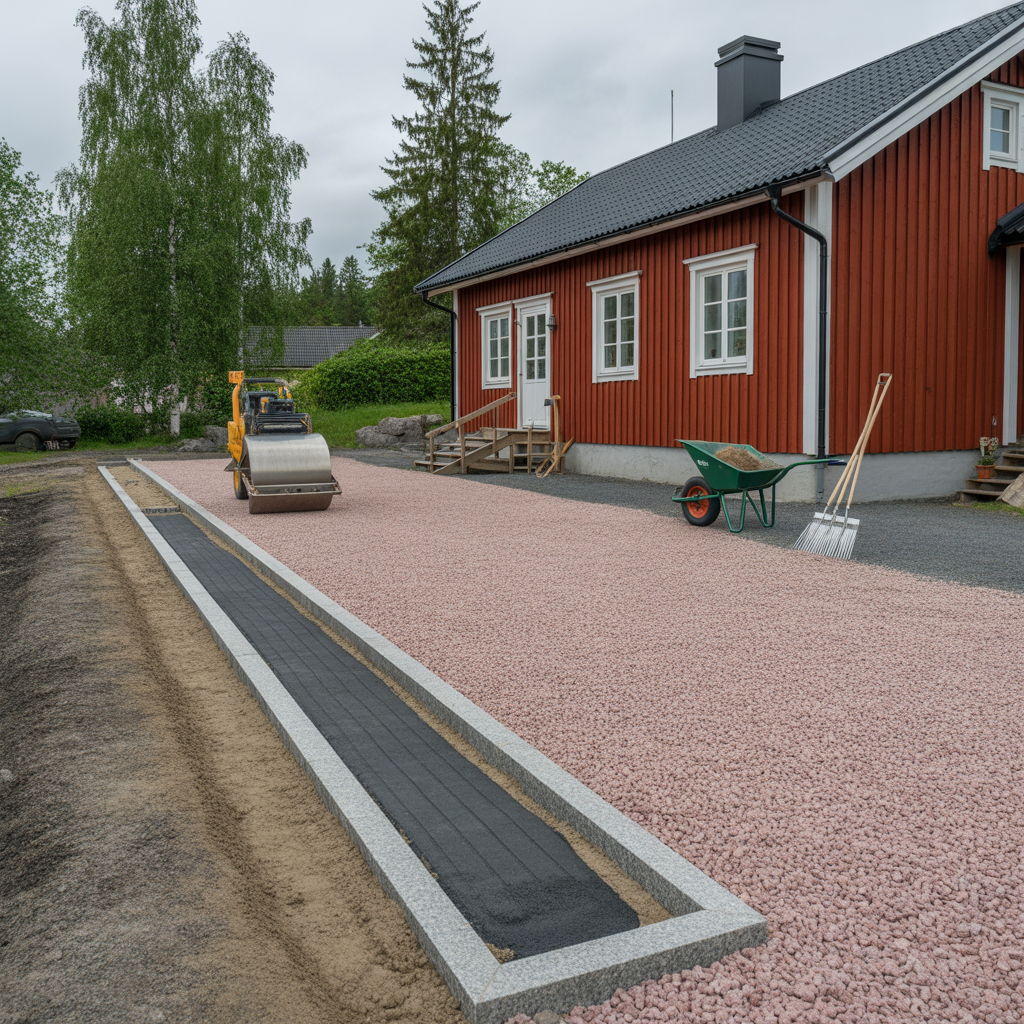 bygga grusuppfart kostnad lagerfoljd och underhall