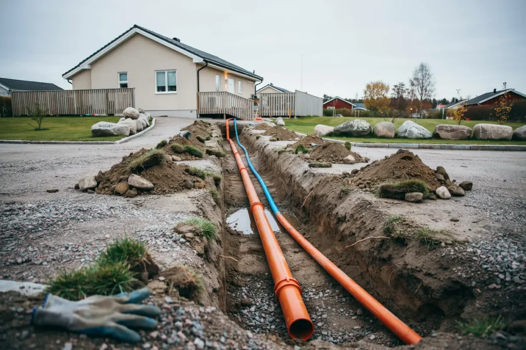 koppla in kommunalt vatten och avlopp s g r det till p din tomt